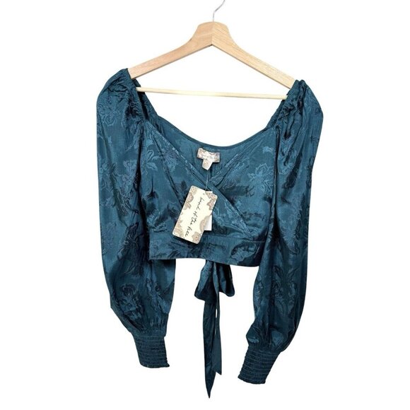 Band Of The Free Camille Crossover Crop Top Womens Size XS Deep Teal NWT - Picture 1 of 9